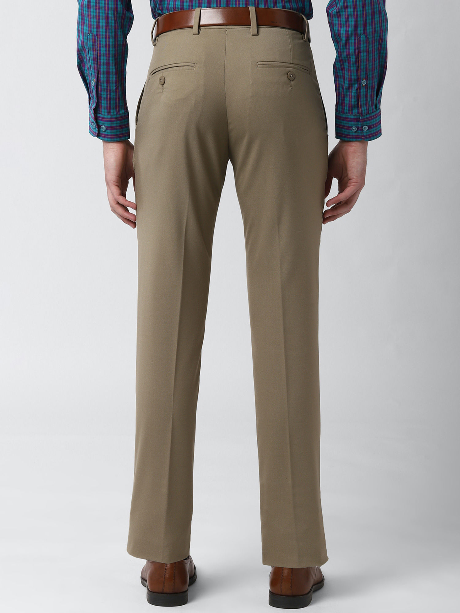 Buy Peter England Brown Formal Trousers 