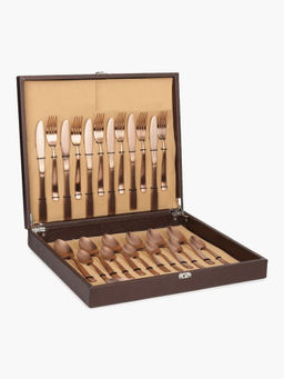 FNS - Copper Finish Stainless Steel Cutlery Set Of 24 Pieces With Gift Box Packing