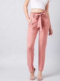 AAREIN - Pink Solid Casual Trouser