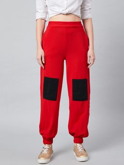 AAREIN - Red Solid Casual Joggers