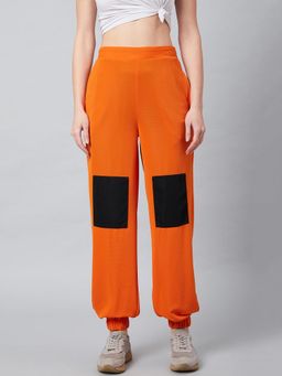 AAREIN - Orange Solid Casual Joggers