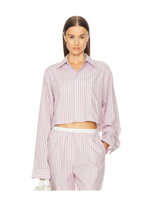 Buy Helsa Wide Stripe Poplin Cropped Shirt (M) Online
