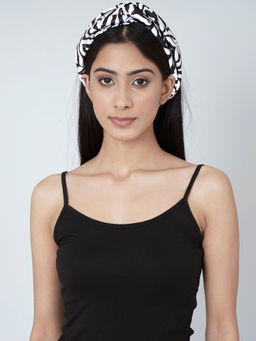 First Resort by Ramola Bachchan - White And Grey Zebra Print Headband