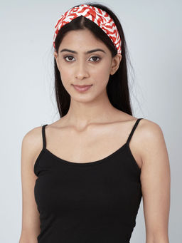 First Resort by Ramola Bachchan - White And Red Zebra Print Headband