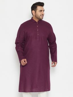 Vastramay - Men Purple Cotton Blend Kurta