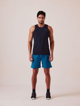 STRCH - Jet Black Typography Regular Fit Sleeveless Gym Tank