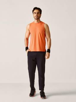 STRCH - Coral Printed Regular Fit Sleeveless Gym Tank