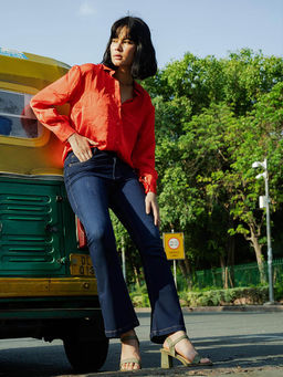 SALT Attire - Blue Mid Rise Bootcut Jeans