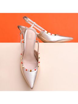 Saint G - Women Studded Gold Leather Stiletto Heels