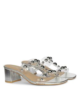 Saint G - Women Silver Stud Embellished Platin Block Heels
