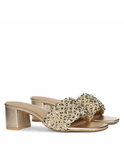 Saint G - Women Metallic Gold Embellished Block Heels