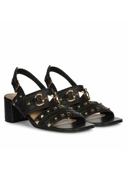 Saint G - Women Embellished Black Leather Block Heels