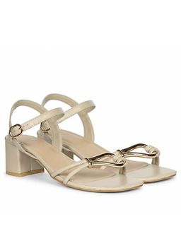 Saint G - Women Oryn Beige Knot Trim Block Heels
