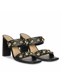 Saint G - Women Embellished Black Leather Block Heels
