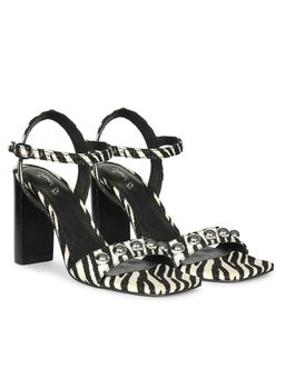 Saint G - Women White Leopard Raffia High Block Heels