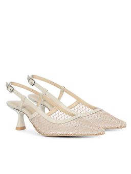 Saint G - Women Crystal Embellished Beige Kitten Heels