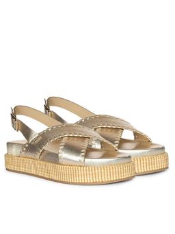 Saint G - Women Gold Leather Platform Sandals