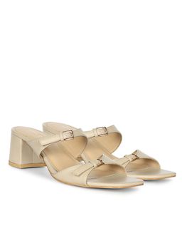 Saint G - Women Buckle Beige Leather Block Heels