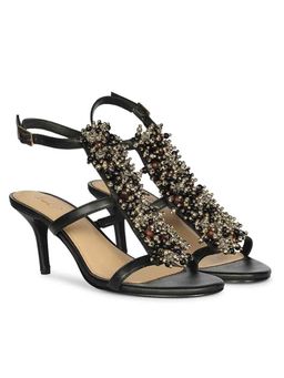 Saint G - Women Embellished Black Leather Stiletto Heels