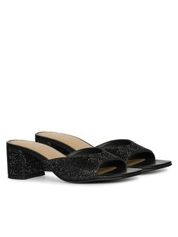 Saint G - Women Black Crystal Block Heels