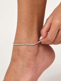 White Lies - Tennis Adjustable Anklet Silver