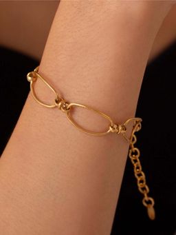 White Lies - Oval Muse Link Adjustable Bracelet Gold