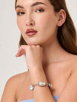 White Lies - Baroque Pearl Frame Adjustable Bracelet