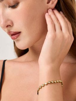 White Lies - Crystal Line Adjustable Bracelet Gold