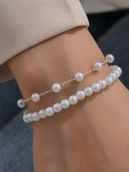 White Lies - Dual Pearl Adjustable Bracelet (Pack of 2)