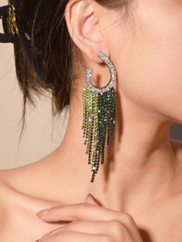 White Lies - Emerald Fringe Green Stone Earrings