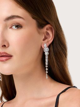 White Lies - Crystal Column White Earrings