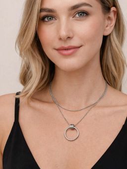 White Lies - Two Layer Circle Necklace