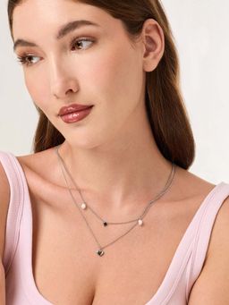 White Lies - Celestial Heart Layered Adjustable Necklace Silver