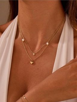 White Lies - Celestial Heart Layered Adjustable Necklace Gold
