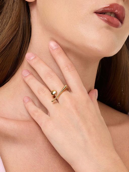 White Lies Edge Adjustable Ring Gold