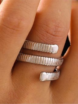 White Lies - Coil Muse Adjustable Ring Silver