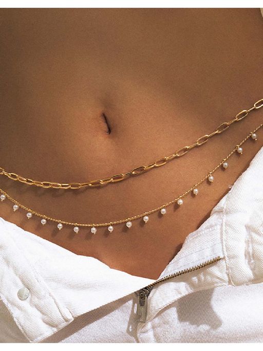 White Lies Pearl Drop Adjustable Waist Chain