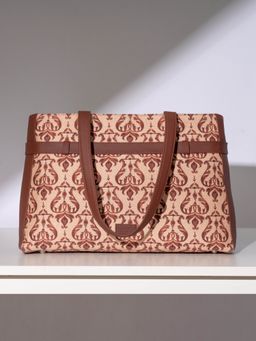 Zouk - Women Cream Motif Printed Shoulder Bag