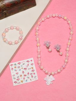 Stol'N - Kids Pink Necklace Bracelet Earrings Jewellery Set