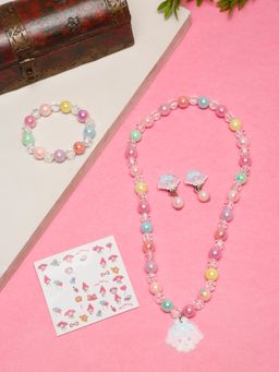 Stol'N - Kids Pink Necklace Bracelet Earrings Jewellery Set
