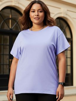 Bewakoof - Women's Baby Lavender Plus Size Boyfriend T-shirt