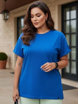 Bewakoof - Women's Blue Boyfriend Plus Size T-shirt