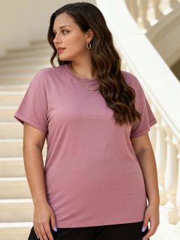 Bewakoof - Women's Purple Boyfriend Fit Plus Size T-shirt
