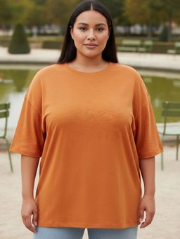 Bewakoof - Air 1.0 Women's Orange Oversized Plus Size T-shirt