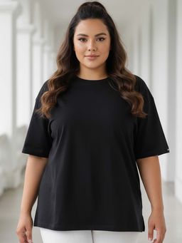 Bewakoof - Women's Jet Black Oversized Plus Size T-shirt