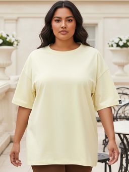 Bewakoof - Women's Beige Oversized Plus Size T-shirt