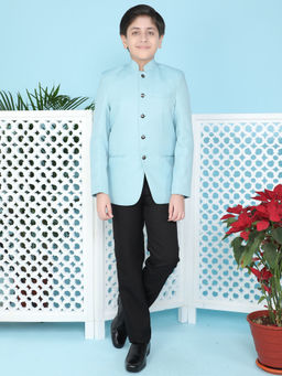 Jeetethnics - Boys Blue Jodhpuri Coat With Trousers (Set of 2)