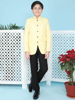 Jeetethnics - Boys Yellow Jodhpuri Coat With Trousers (Set of 2)