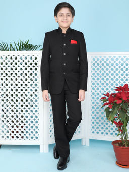 Jeetethnics - Boys Black Jodhpuri Coat With Trousers (Set of 2)