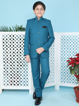 Jeetethnics - Boys Blue Jodhpuri Coat With Trousers (Set of 2)